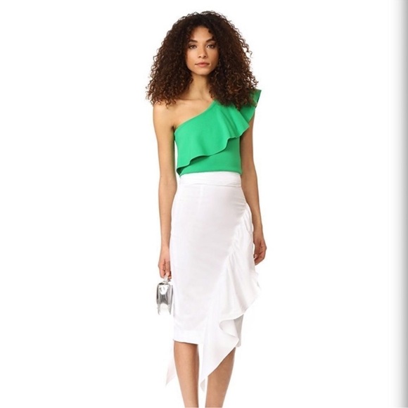 MILLY Skirt Lagenlook Stripe 100% Cotton White Midi Women's Size 10 - Picture 2 of 16